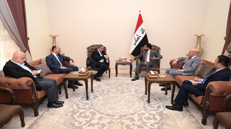 Al-Halbousi and KDP delegation discuss the demonstrations file and demands to amend the constitution