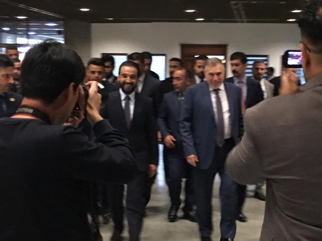 Allawi arrives Parliament and Al-Halbusi receives him with a big smile