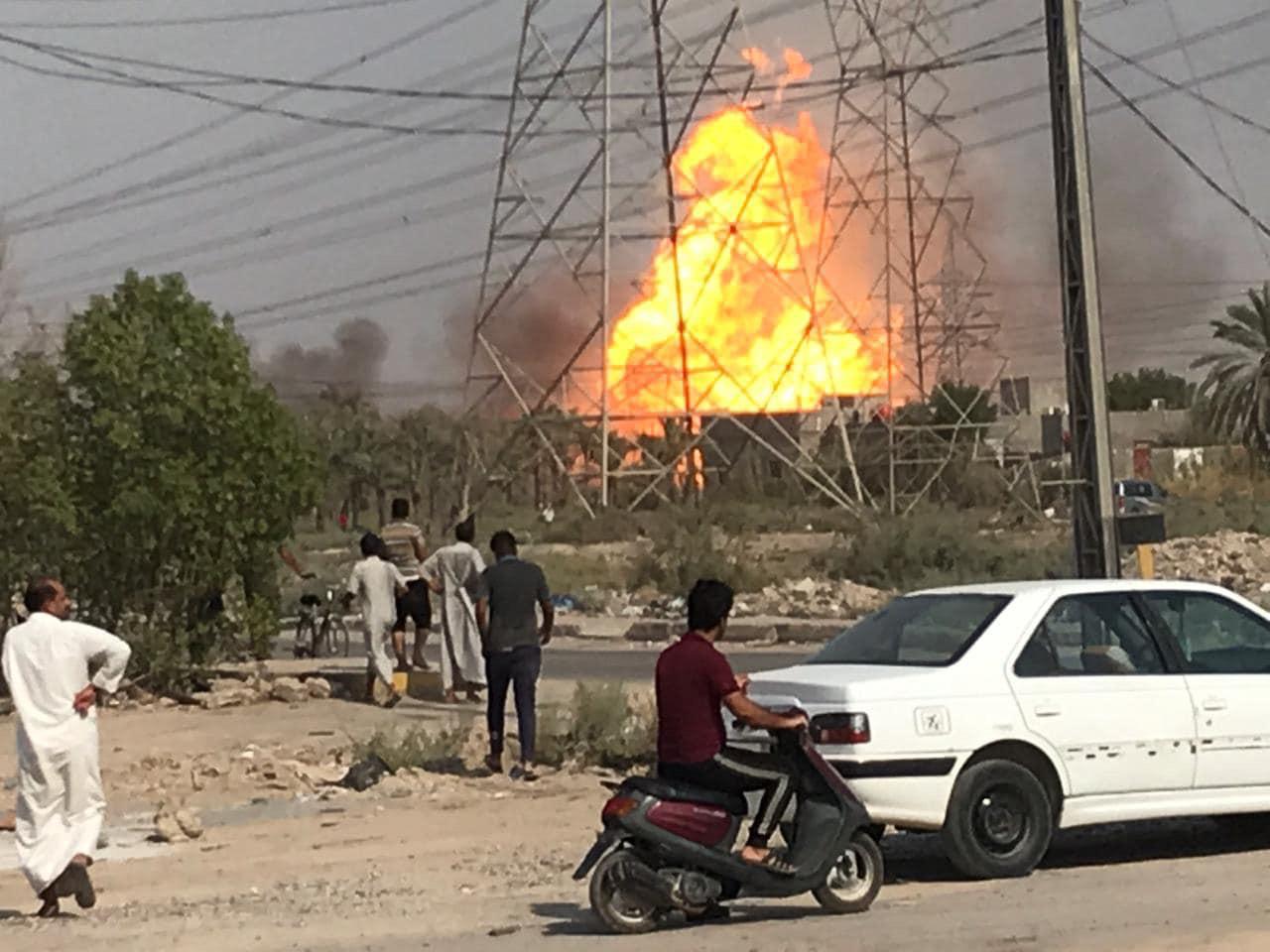 صور .. اندلاع حريق هائل بمحطة طاقة حرارية اقصى جنوب العراق
