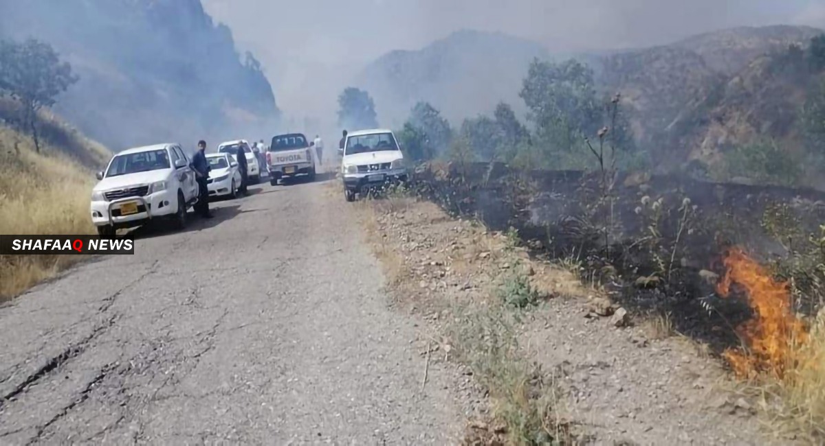 Turkish bombardment ignites fire in local farms in Duhok