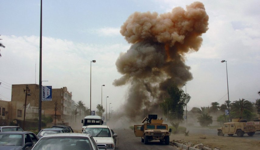 An explosion on the highway west of Baghdad