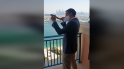 A rabbi blows the Shofar in Dubai