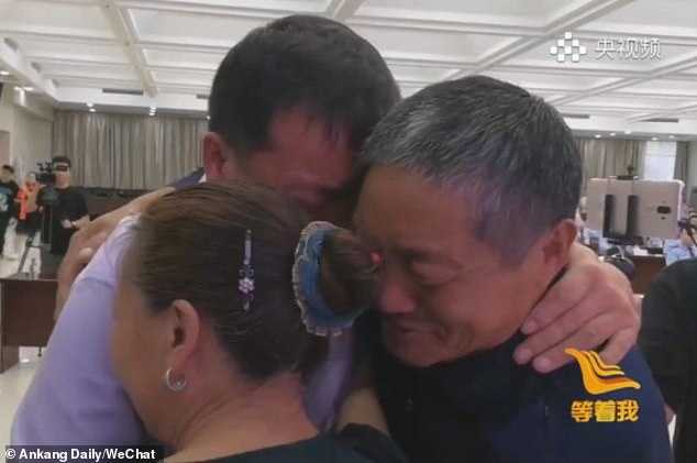 Elderly parents are reunited with their 40-year-old son