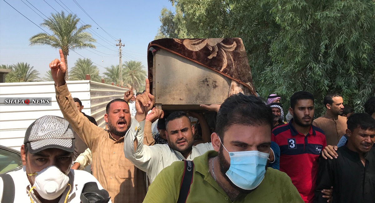 صور.. تشييع جثامين ضحايا قصف الرضوانية ببغداد