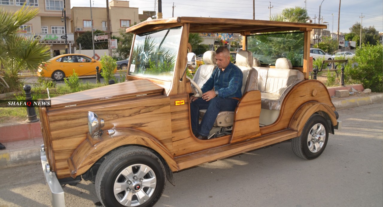 A car made in Kirkuk comparable to the Mercedes made of Al-Sulaymaniyah’s wood