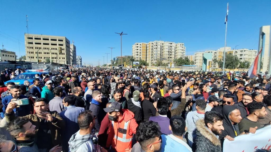 Demonstrators storm the streets of Baghdad amid tight security measures
