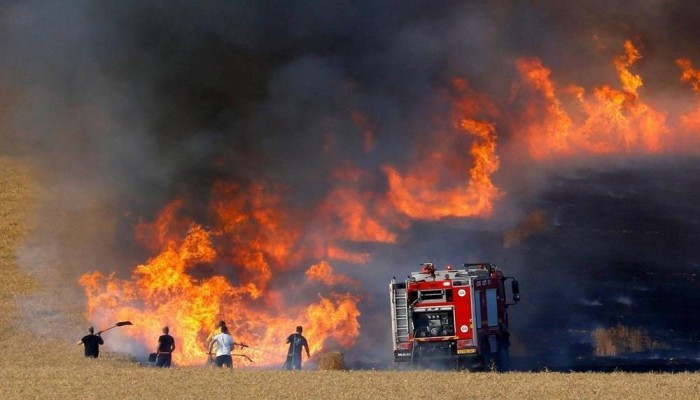 بابل .. حريق كبير يلتهم أراضي زراعية ويتسبب بسقوط خطوط الضغط العالي للطاقة 
