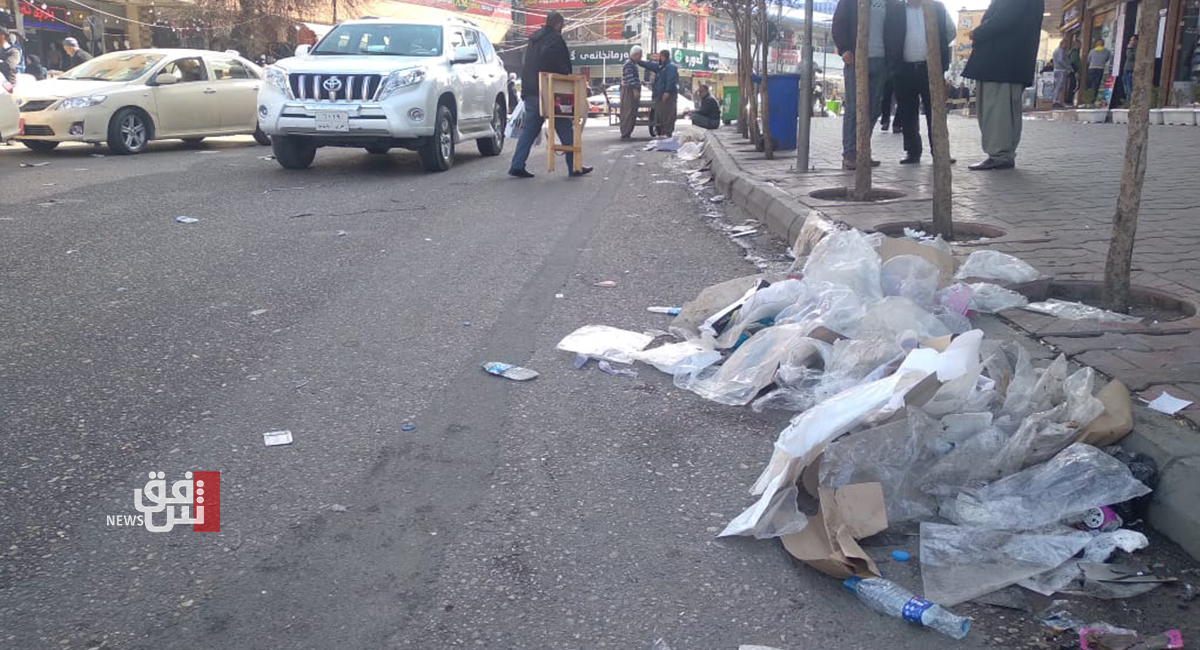 Sanitation workers strike leaves al-Sulaymaniyah littered with piles of rubbish