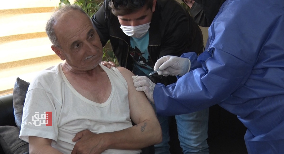 Health authorities vaccinate senior citizens residing in a nursing facility in Duhok 