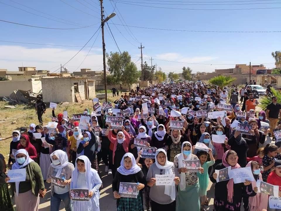 Demonstrations in Sinjar against sentencing four Yazidis to Capital Penalty