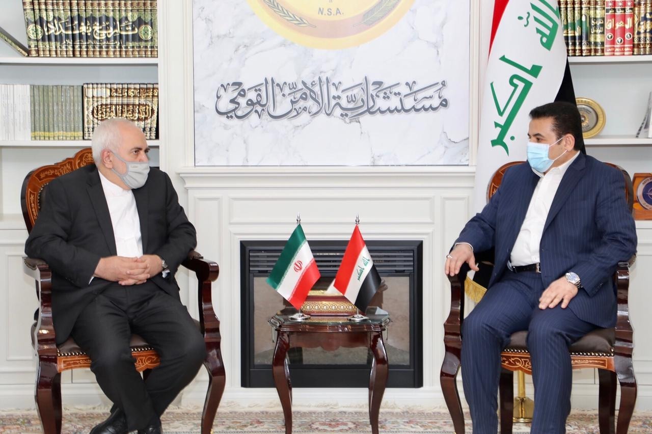 Al-Araji receives Zarif in his office in Baghdad  