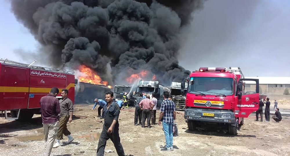 A huge fire erupted in the Iranian port city of Bushehr no casualties reported 