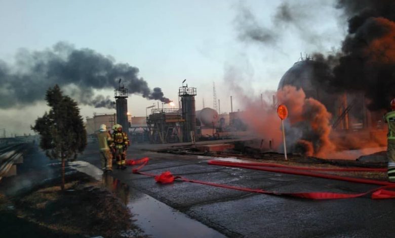 A fire erupted in 18 oil tanks in the Tehran Oil Refinery, Iranian TV reported