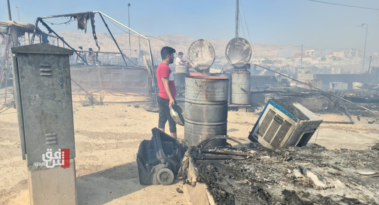 دهوك.. بدء عملية اغاثة العائلات المتضررة من حريق مخيم شاريا