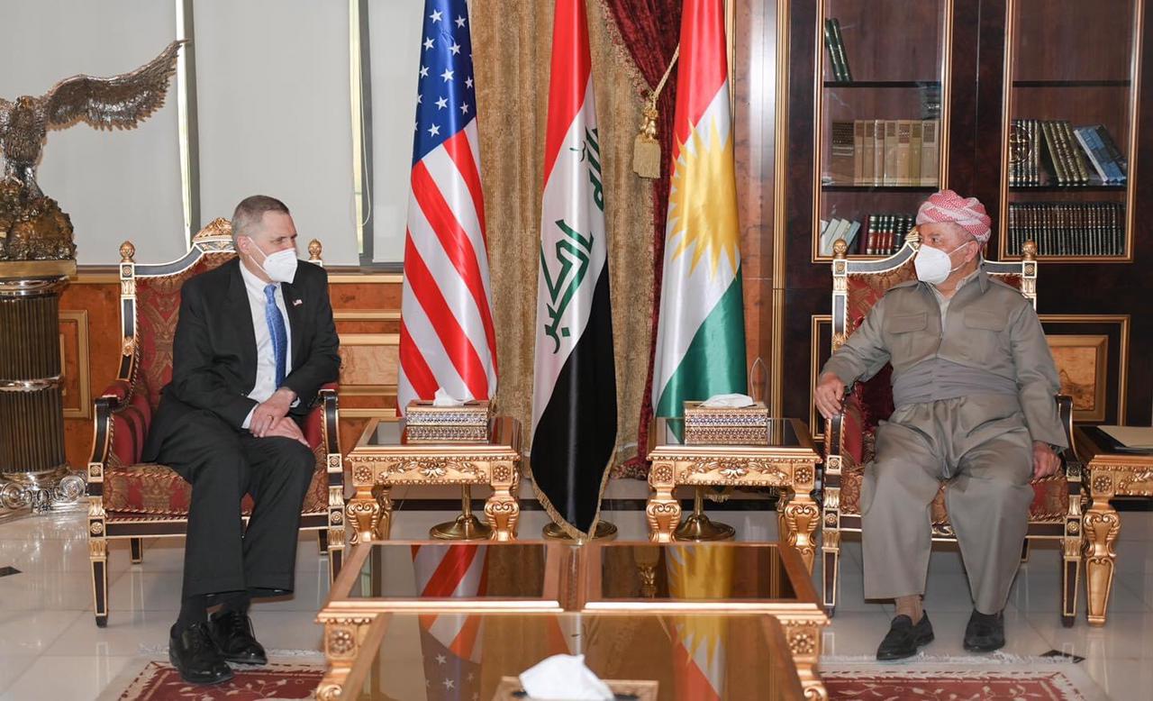 Masoud Barzani discusses with the U.S. ambassador to Iraq files of mutual interest