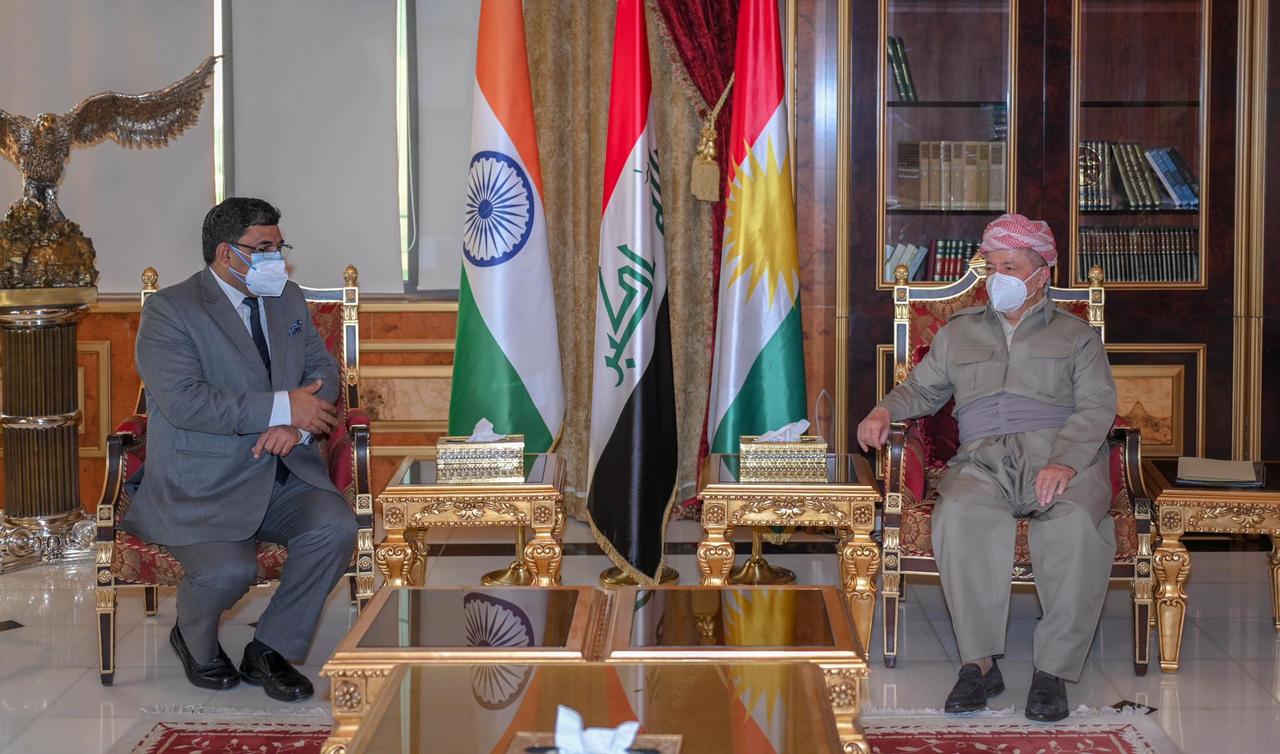 Leader Masoud Barzani meets the Indian ambassador to Iraq in Erbil 