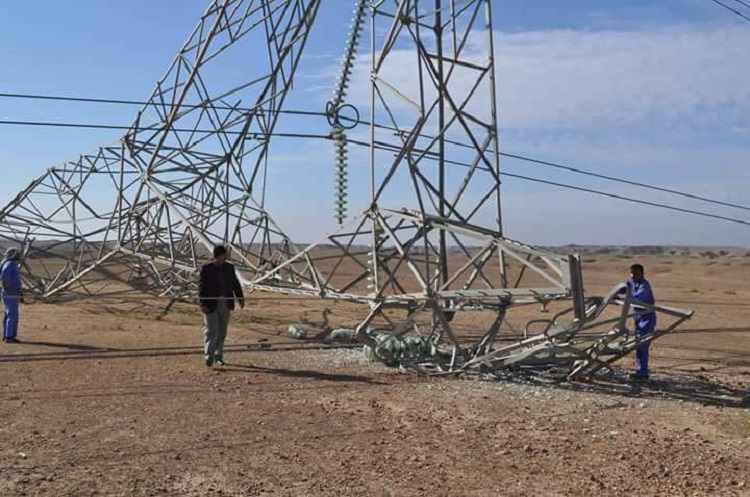 A power transmission tower targeted in al-Anbar 