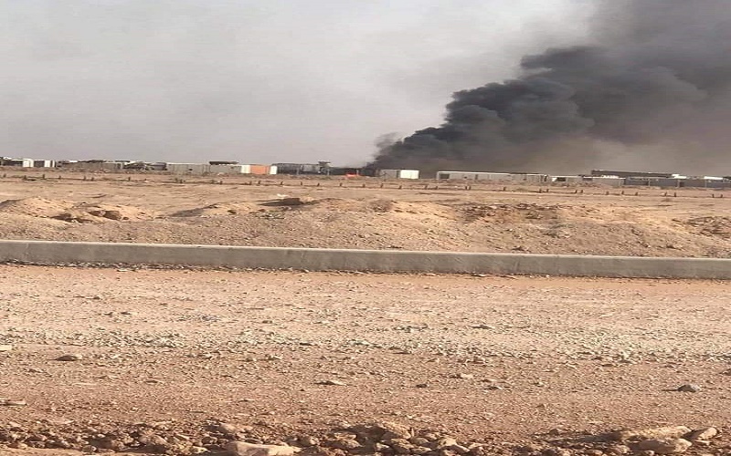Civil Defense teams extinguish the Imam Ali brigades ammunition depot fire