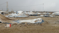 A sandstorm ruins refugees' tents in Derik 
