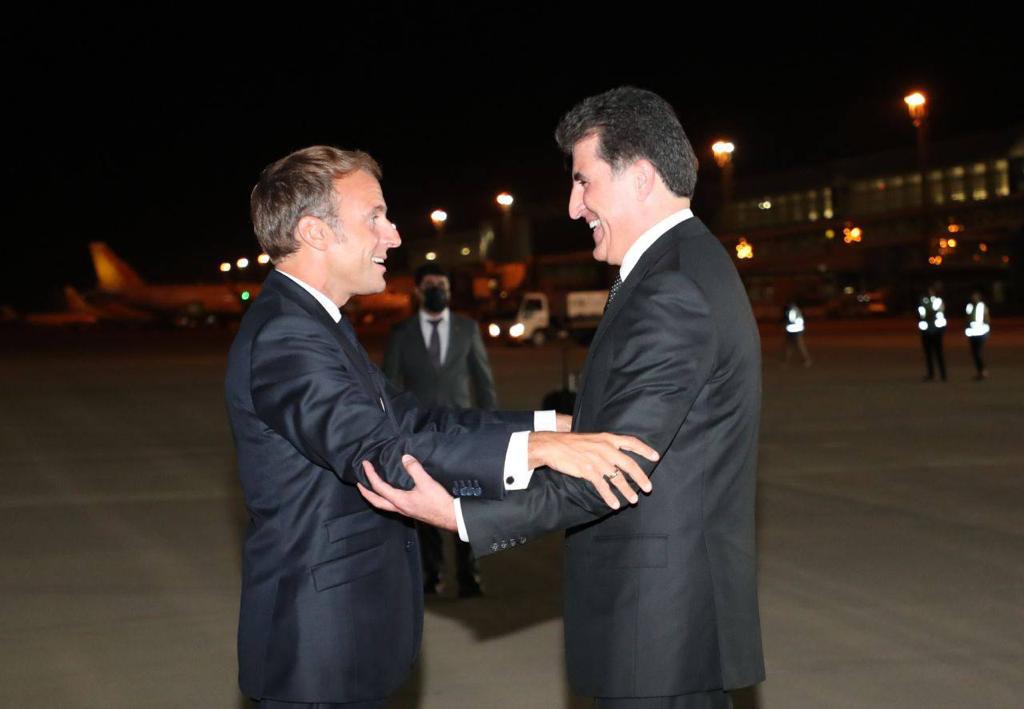President Macron lands in Erbil
