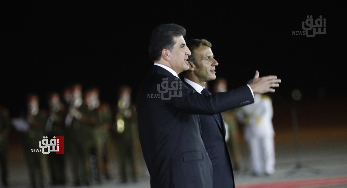 President Macron lands in Erbil
