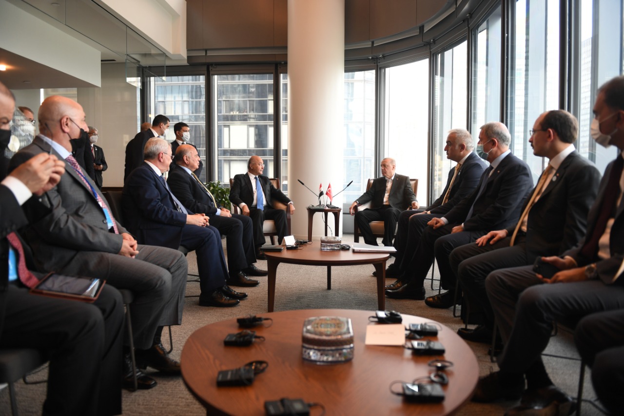 President Salih Meets Turkey's President Recep Tayyip Erdogan in New York