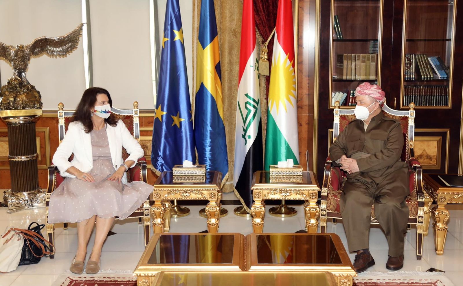 Masoud Barzani hosts Sweden's MoFA in Erbil