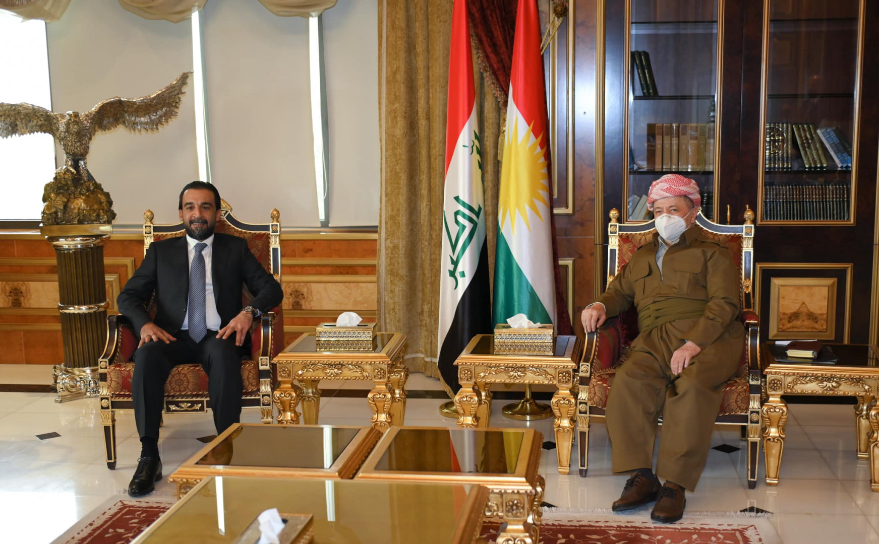Masoud Barzani discusses the post-election phase with Mohammad al-Halboosi