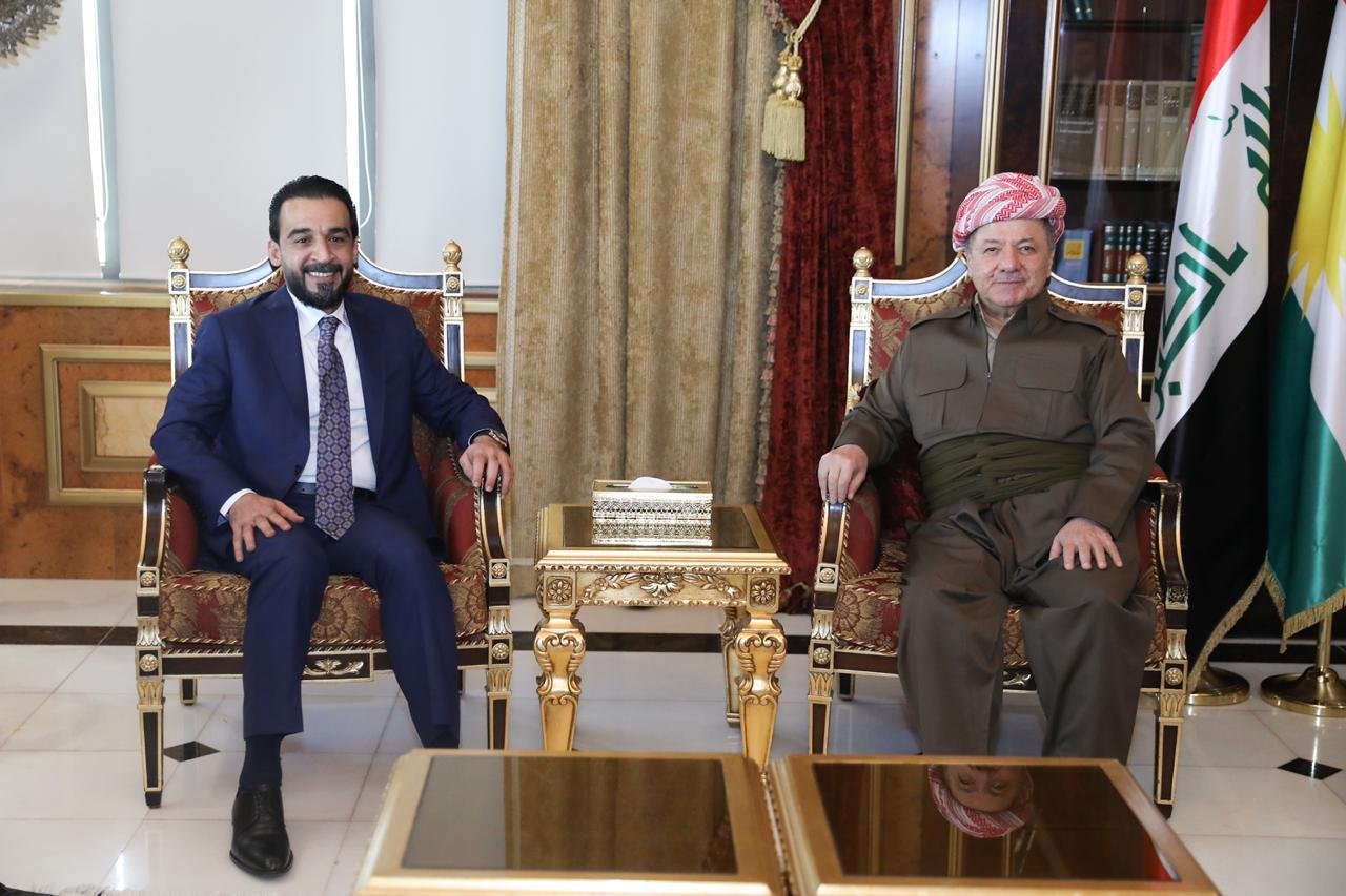 Kurdish leader Masoud Barzani congratulates al-Halboosi and his two deputies 