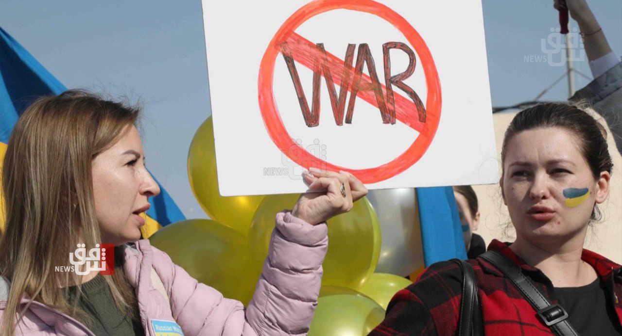 صور وفيديو.. أوكرانيون يحتجون أمام مكتب الأمم المتحدة في أربيل لـ"إيقاف الحرب"