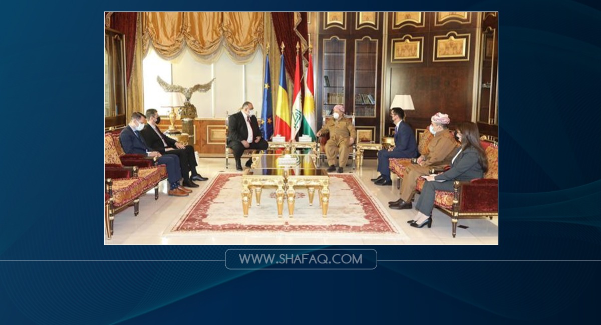 Leader Barzani receives the Romanian ambassador to Baghdad 