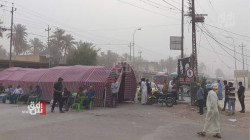 Demonstrators block a main road in Diyala to protest power cuts