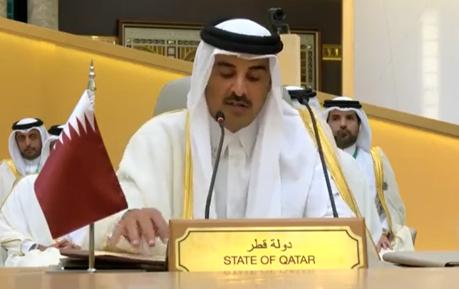 أمير قطر: لا يجوز أن يقترح العرب التسويات وترفضها إسرائيل  