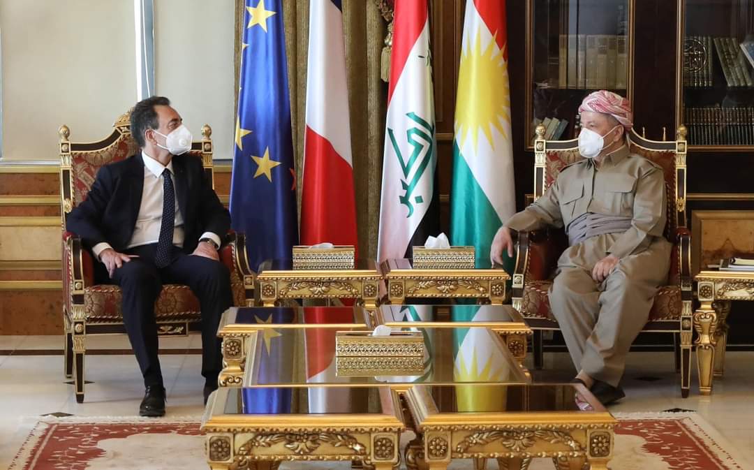 مسعود بارزاني والسفير الفرنسي يبحثان مخاوف شن عملية عسكرية في كوردستان سوريا