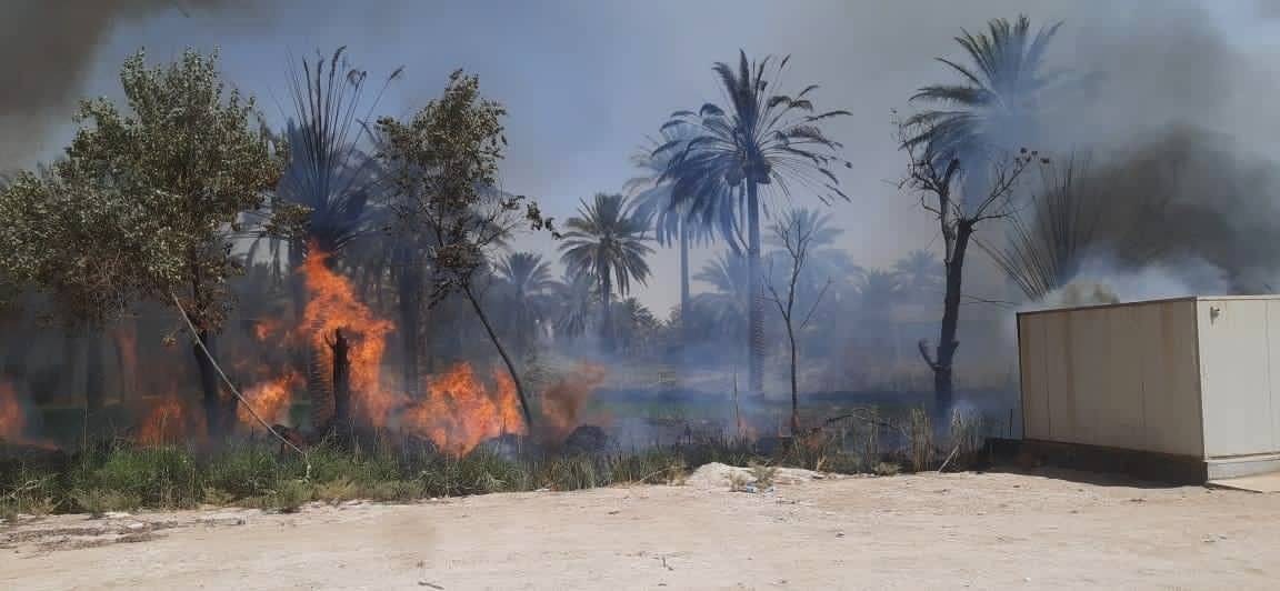 إخماد حريق في موكب حسيني على طريق بغداد – كربلاء