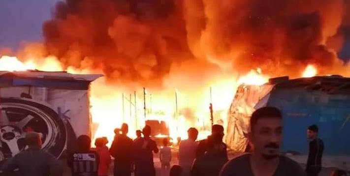 ‏حريق في مخيم للنازحين الإيزيديين باربيل