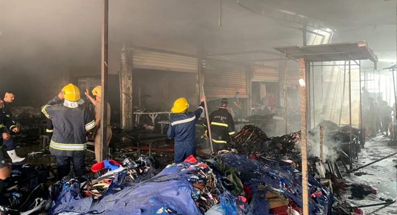 حريق يأتي على "بالة" السوق الكبير في كركوك 