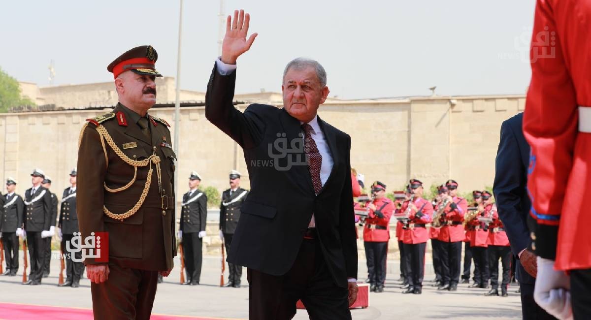 The new Iraqi president begins his duties at the Palace of Peace and pledges to solve problems