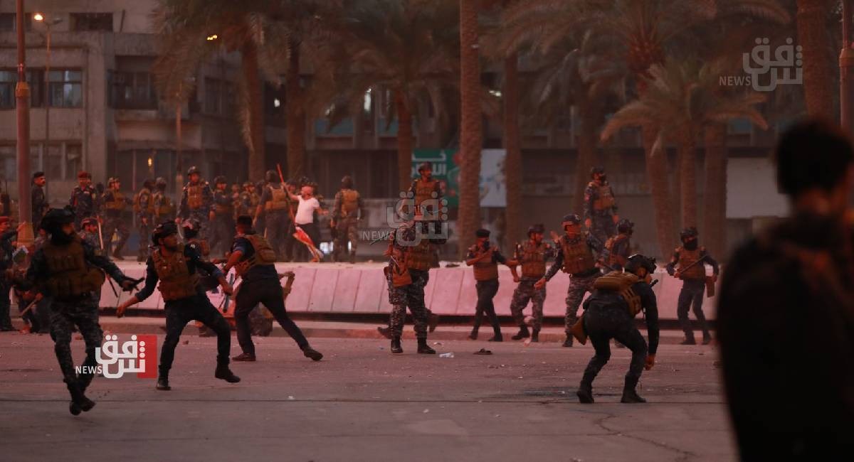 Iraq's riot police crackdown on a gathering commemorating October 2019 protests