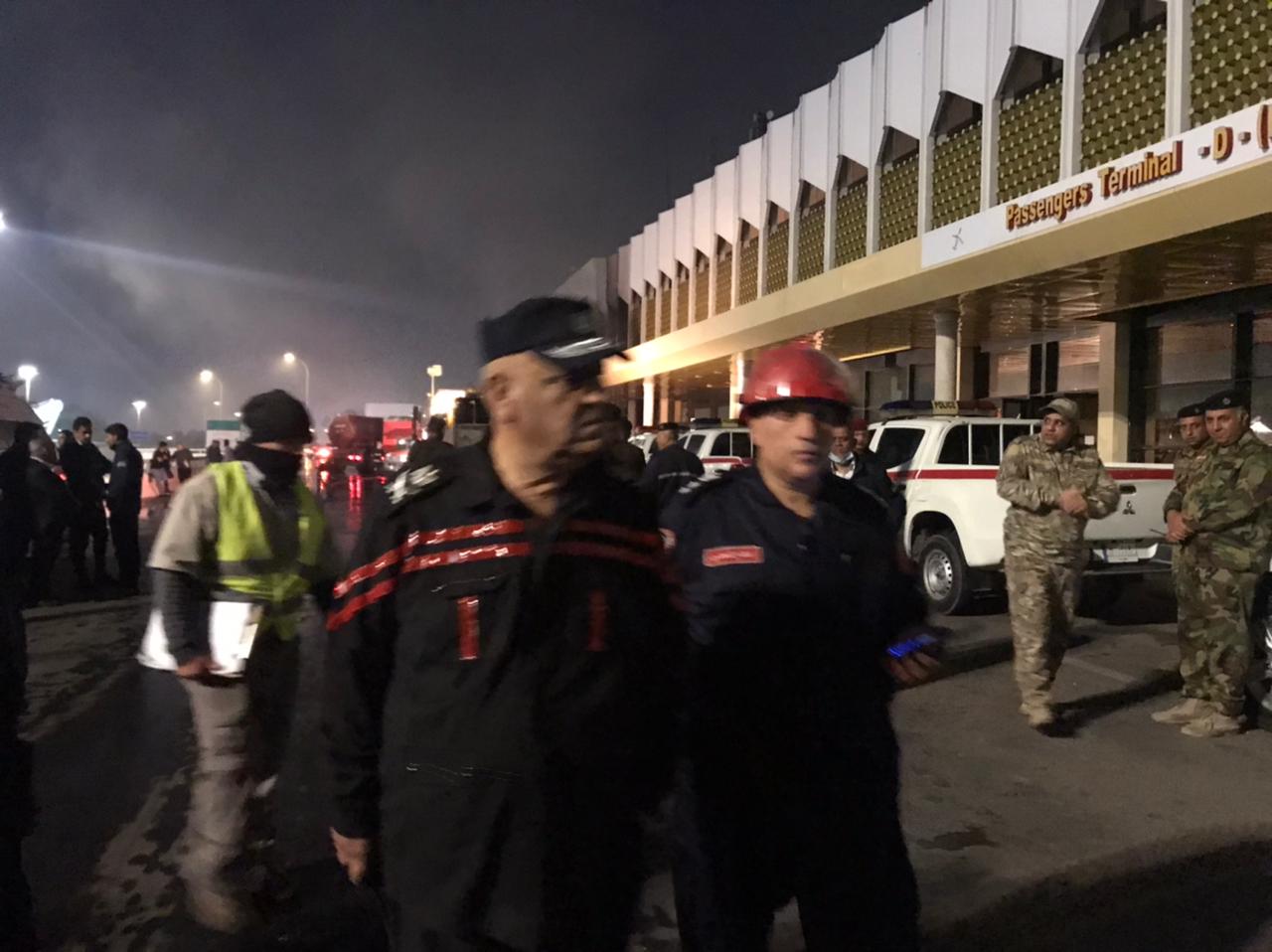 الحريق الثاني في مطار بغداد.. التهم صالة نينوى وأتى على عدد من المكاتب (صور)