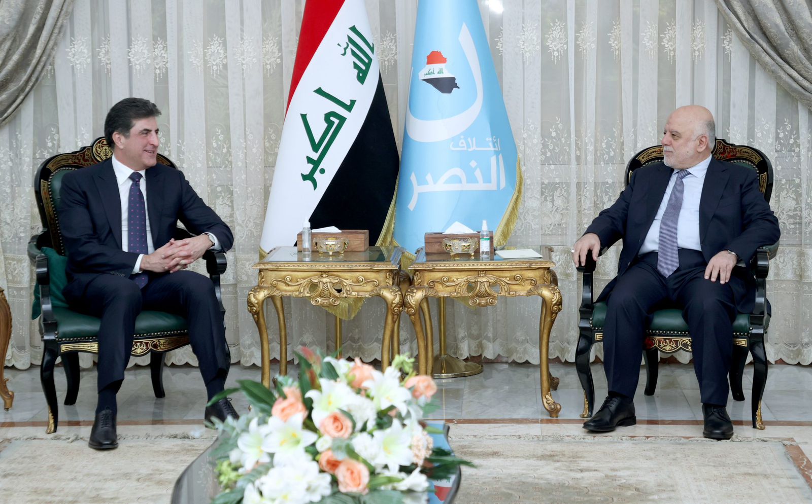 President Barzani and former PM al-Abadi discuss joint action to cope with crises in Iraq