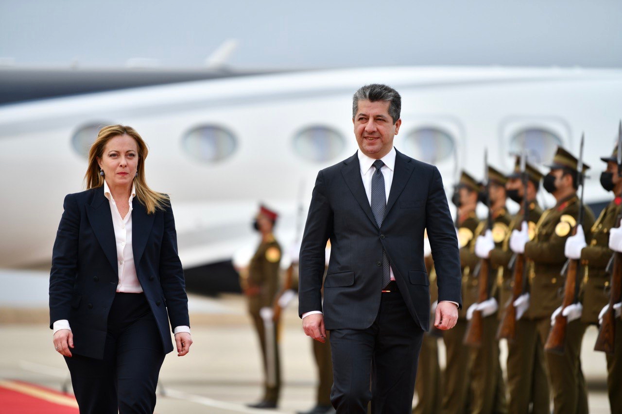 رئيسة الوزراء الإيطالية تصل أربيل قادمة من بغداد