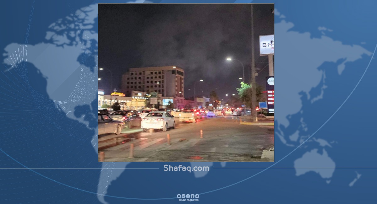 اندلاع حريق في مبنى على شارع رئيسي في اربيل