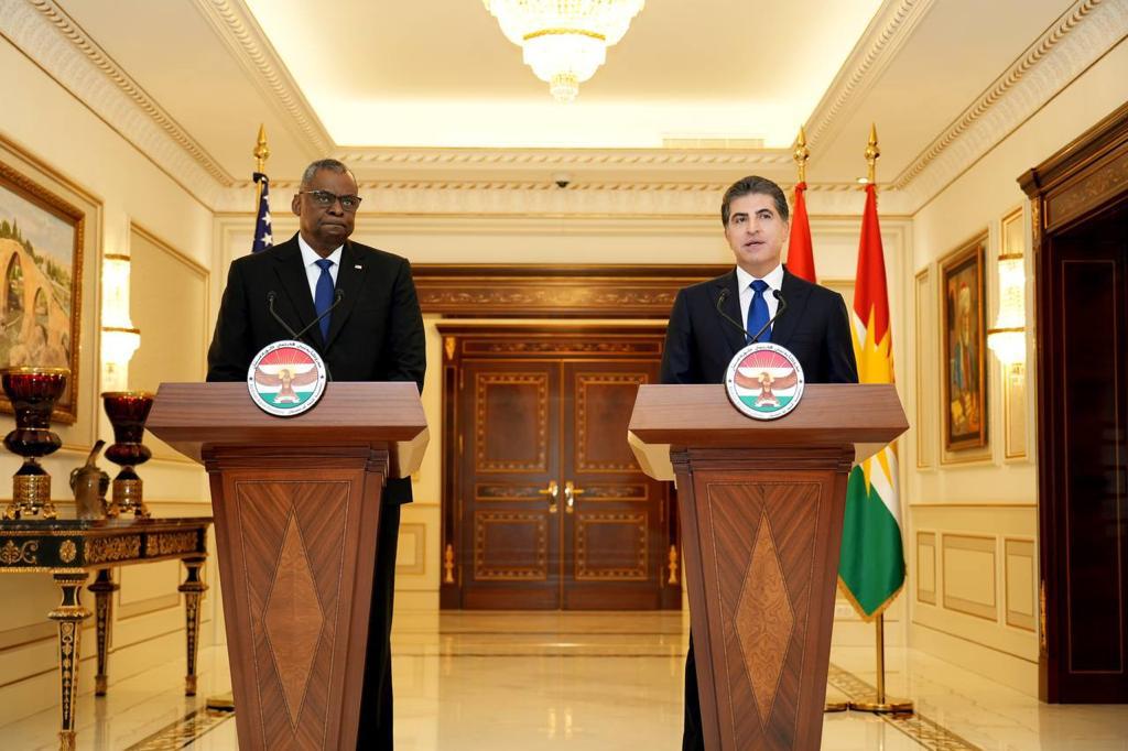 نيجيرفان بارزاني و لويد أوستن يتفقان على دعم حكومة السوداني وضرورة حل الخلافات بين أربيل وبغداد