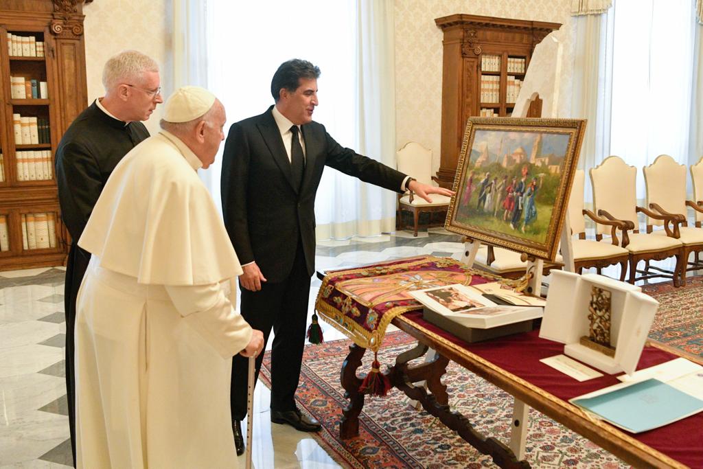 نيجيرفان بارزاني لبابا الفاتيكان: إقليم كوردستان سيبقى حامياً لحقوق وحريات المكونات الدينية والعرقية