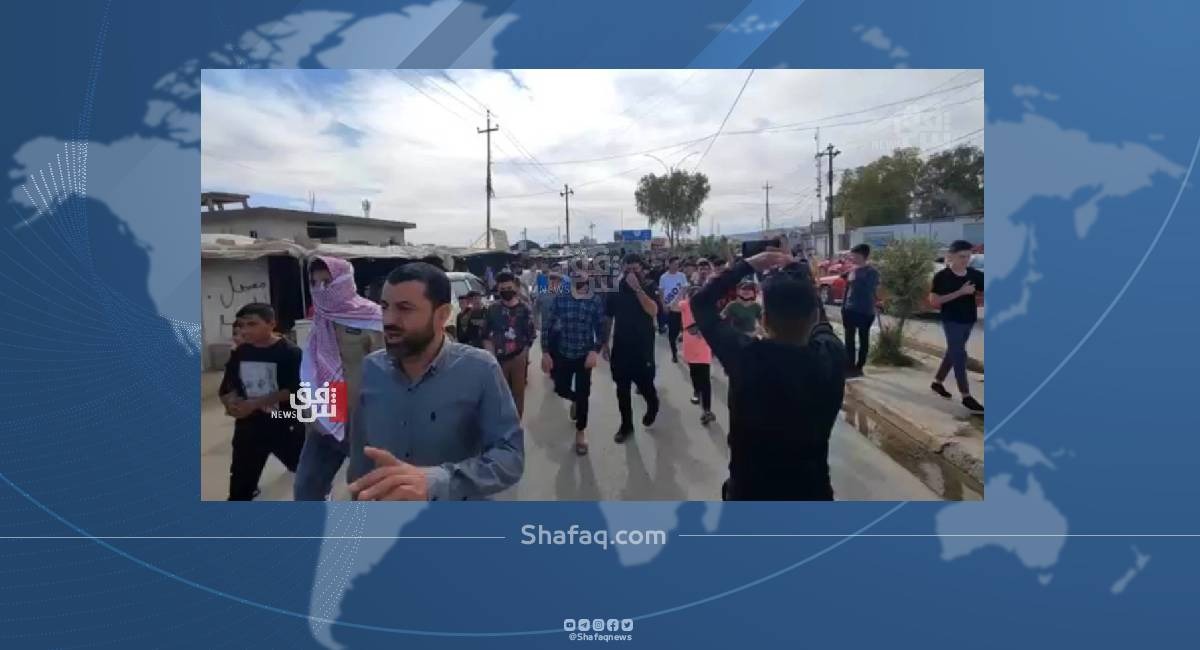 Protesters rally against the return of families accused of ISIS affiliation in Sinjar