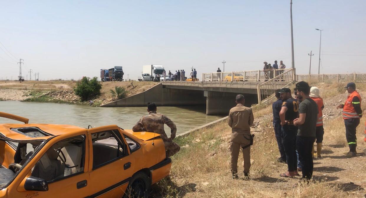 غرق أربعة أشخاص إثر سقوط سيارتهم في مشروع للماء على طريق كركوك - بغداد