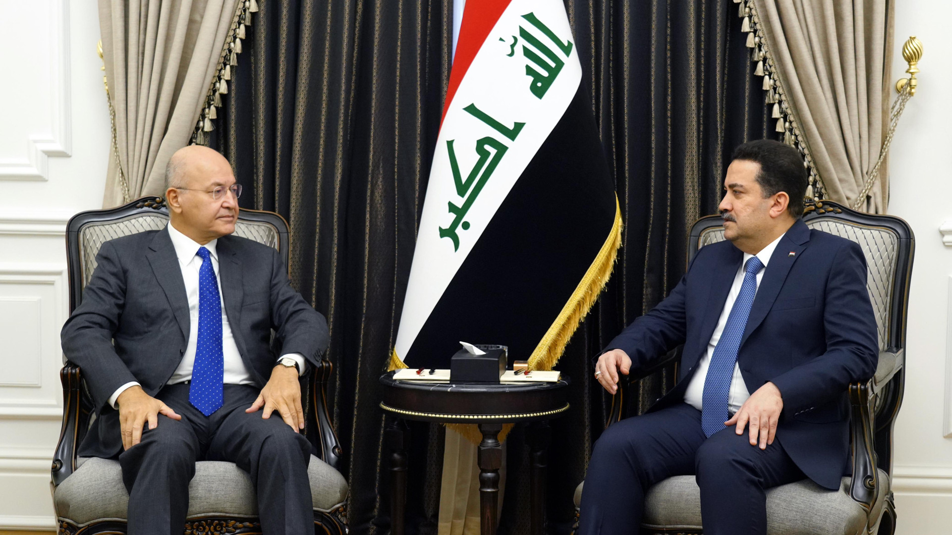 Al-Sudani discusses national matters with former President
