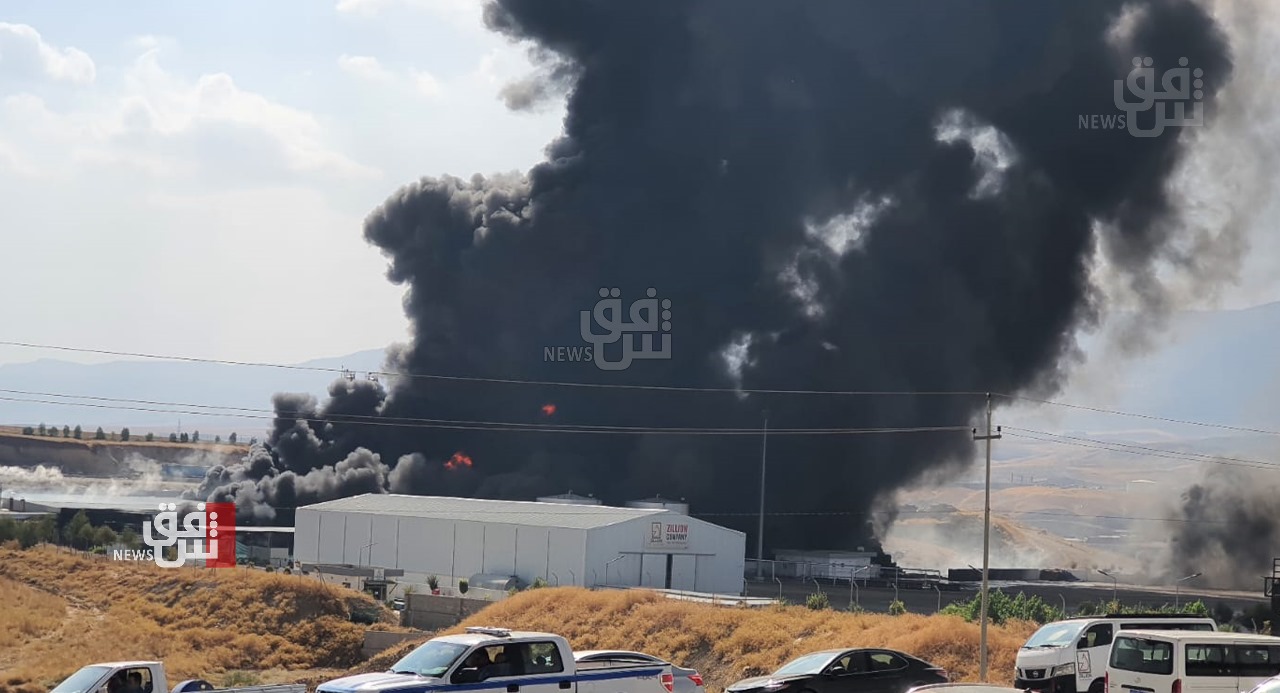 طوارئ السليمانية: مصرع واصابة 4 أشخاص بحادث حريق مصنع القير