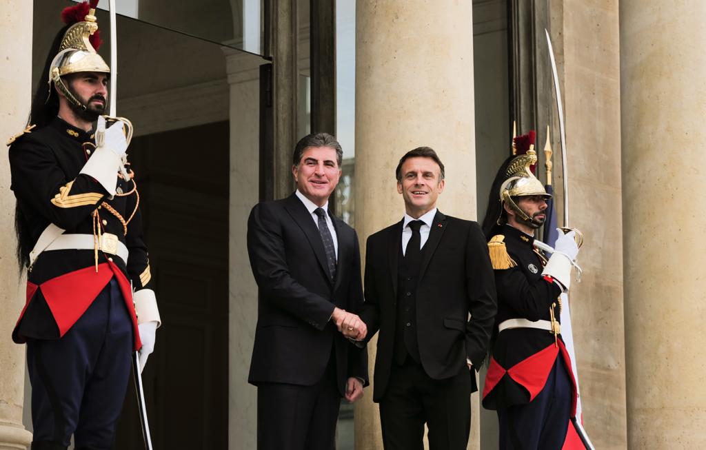 بدء اجتماع رئيس اقليم كوردستان مع الرئيس الفرنسي في الإليزيه.. صور